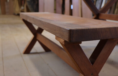 detail of redwood cedar bench