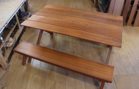 top view of picnic table set by umpqua patio furniture